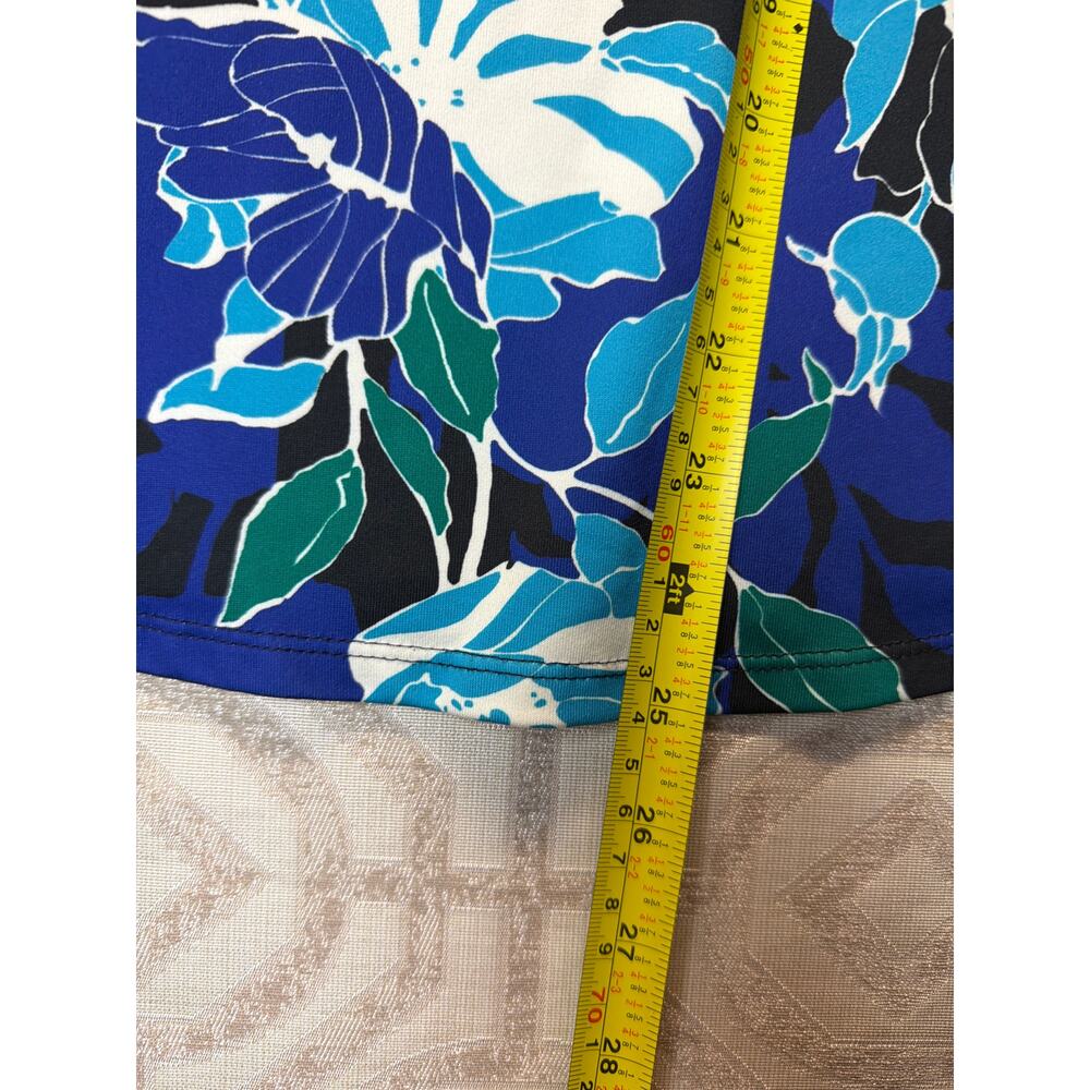 Chico’s Blue Black Floral Zip Neck Top Women’s Size L Long Sleeve Lightweight - Picture 4 of 7